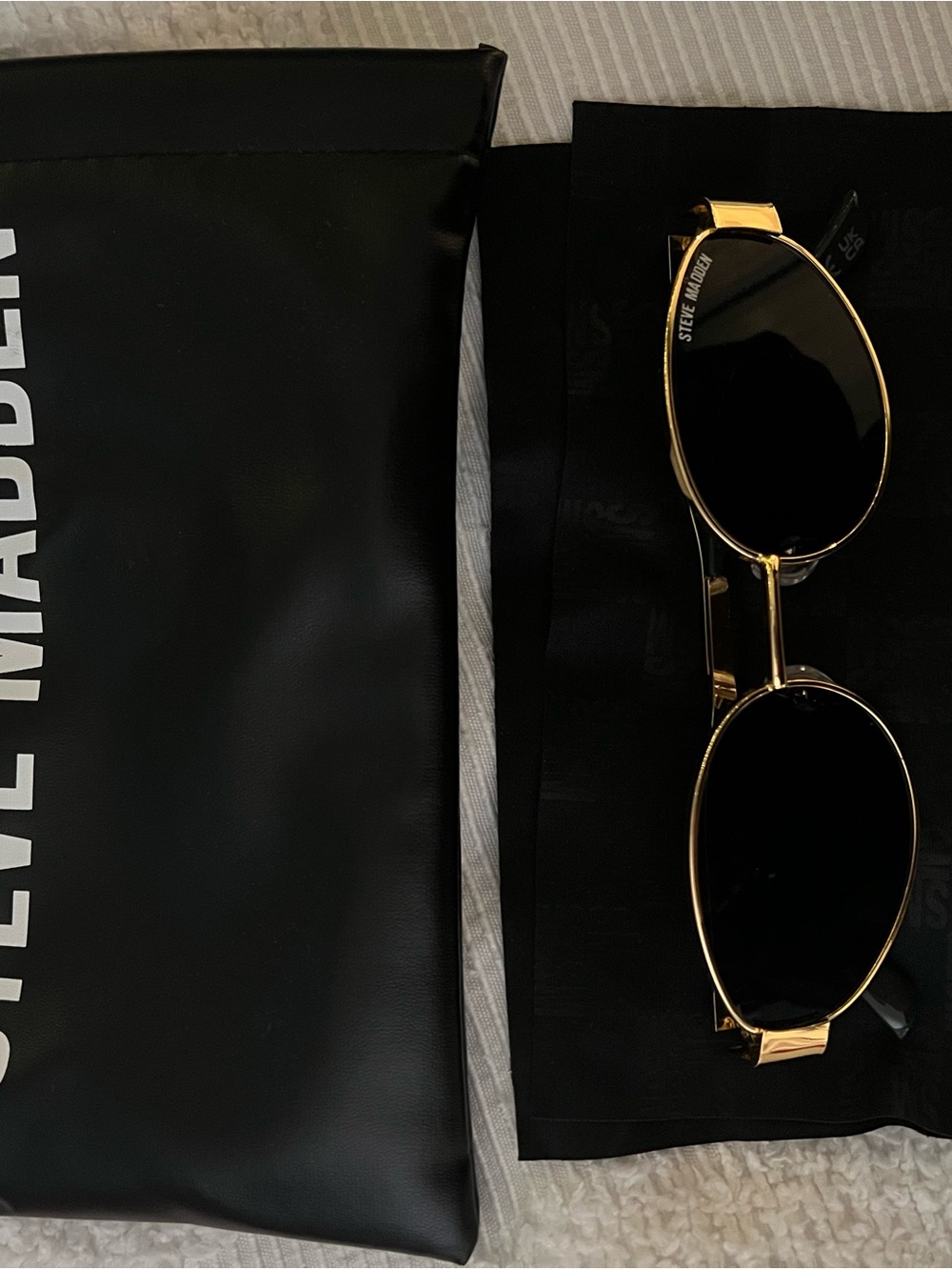 Steve Madden Gold Frame Black Lens Oval Sunglasses
